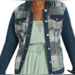 K. Jordan Denim Jacket Buttoned 2X Cotton Geo Gradmacore Teacher Art